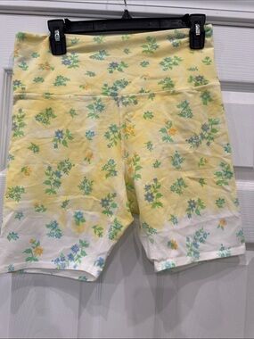 High-Rise Yellow Floral Bike Shorts (21)